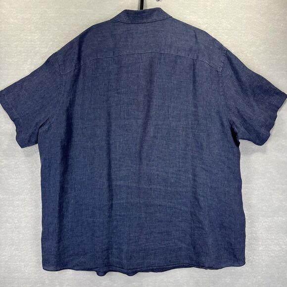 Untuckit Shirt Mens 3XL 100% Linen Blue Button Down Short Sleeve Preppy - Picture 4 of 7